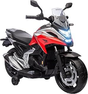 Honda Licensed 12V Kids Electric Motorbike, Ride on Motorcycle with Music, Headlights, Early Education Function, 2 Training Wheels, for 3-6 Years - Red