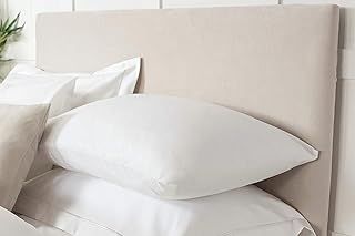 Faux Suede Headboard Cover - Elastic Stretch Slip-On Dustproof Protector, Easy to Fit, Headboard Wrap for Bedroom Makeover (Linen, Double)