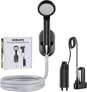 Camping Shower with Battery Portable Showers Outdoor Camping Shower with Water Pump 2200 mAh Rechargeable Batteries Water Pump for Hiking Travel Garden Pet Cleaning Car Wash