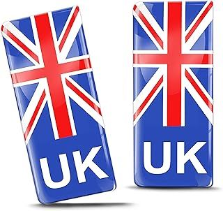 2 x 3D Gel Silicone Badge Car Number Plate Self-Adhesive Stickers GB UK United Kingdom Union Jack National Flag EU Motorcycle Road Decals QS 9