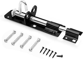 Galvanised Brenton Bolt Sliding Door Lockable Padbolt – 6" (152mm) Heavy Duty Zinc Plate Lock Pad Garden Shed Gate Latch Patio Door Security Gate Bolt Bedroom | Black