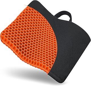 2024 NewLarge Gel Seat Cushion, Breathable Honeycomb Design Double Thick Egg Gel Cushion with Relieving Back coccyx Pain Pressure for Car Office Home Wheelchair&Chair (Orange-xL)