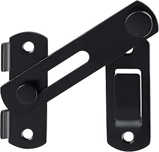 Sayayo Thicker Gate Lock Black Door Latch Small Gate Bolt Sliding Door Lock for Wooden Gates Internal Door Garden Stainless Steel, 180° 2.5MM Thickness