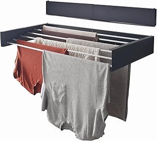 OurHouse Wall Mounted Clothes Airer, Indoor & Outdoor Retractable Clothes Drying Rack, Weatherproof, Foldaway, 6m Drying Space and 30kg of laundry, Easy install, Space Saving Drying (100cm Grey)