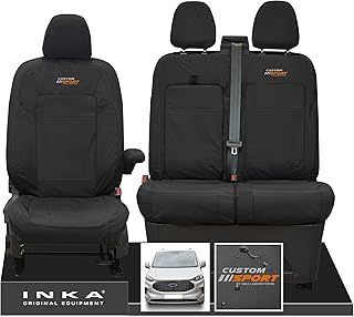 Inka The All New Ford Transit Custom Front Set 1+2 Tailored Waterproof Seat Covers Black with logo MY2024 onwards