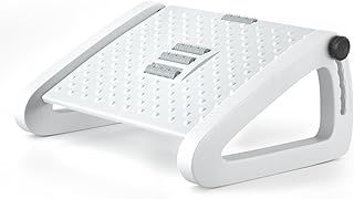 Foot Rest Under Desk, Ergonomic Foot Stool at Work with 6 Adjustable Heights and Massage Function, Comfortable Under Desk Foot Rest for Pressure Relief, Footstool for Office, Home (White)