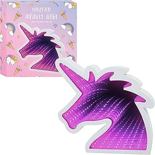 Global Gizmos Unicorn Infinity Mirror Light - Decorative Mood Tunnel Light with Purple/Pink LED's