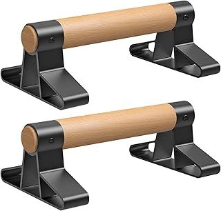 SELEWARE Wood Push up bars Stands Handles Set Parallettes bars Anti-slip Handstand Bars for Calisthenics, Fitness, Floor workouts Support 600 lbs