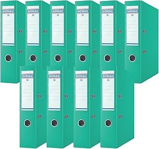 Donau Binder Lever Arch File/Folder Wide/Pack of 10 / DIN A4 / 7,5 cm / 10 Pieces/Turquoise/Plastic Cover PP/Cardboard Paper