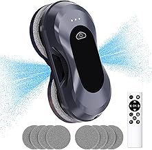 Memows Window Cleaner Robot, Automatic Window Cleaning Robot with Dual Water Spray, Electric Intelligent Robot Window Cleaner Glass Cleaning Inside/Outside, Window Washer Robot with Remote Control