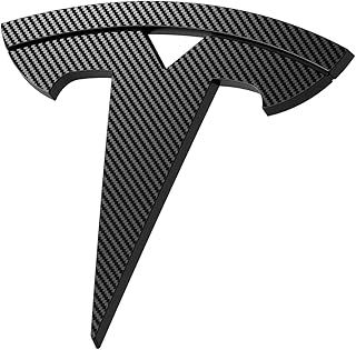 Spigen Tesla Model 3 2024 - Current Highland Front Emblem Logo Sticker Decals, Premium Full Cover, PC Scratch Resistant Material, Designed for Tesla Model 3 Accessories - Carbon