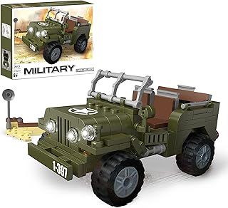 BRICK STORY Military Vehicle Building Sets Army Truck Building Kit WW2 Willys Car Model Building Toys for Kids Aged 6-12 (272 pcs)