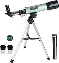 Kids Astronomy Telescope 360/50mm 90X Outdoor Monocular Space Telescope Portable Refractor Spotting Scope with Tripod - Blue