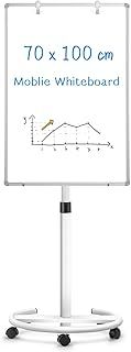 Mobile Whiteboard, 70x100cm Magnetic White Board with Stand, Height Adjustable Flip Chart Easel, Dry Erase Standing Whiteboard for Office, Teaching