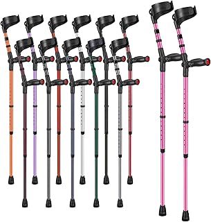 Comfort Grip Closed Cuff Double Adjustable Crutches – Pink - Pair | Height Adjustable Elbow Crutches for Men Women Adults Arthritis Comfort Anatomic Handle Forearm Ergonomic