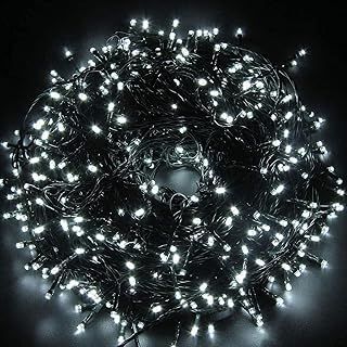 SHATCHI 1000 LEDs Fairy String Lights Cool White Indoor/Outdoor Christmas Tree/Home/Party/Wedding/Garden Decorations Green Cable 8 Modes Mains Powered Memory Auto Timer