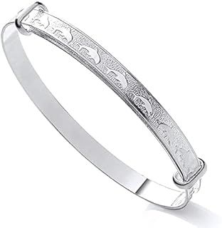 Sterling Silver Expanding Baby Bangle - Dolphin Pattern