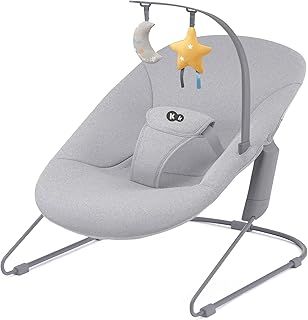 Kinderkraft CALMEE Baby Bouncer from Birth, Bouncer Chair for Babies Newborn 0-9 kg, Toy bar, 3-Point Harness, Soft Material, Scandinavian Design, Natural Rocking, Gray