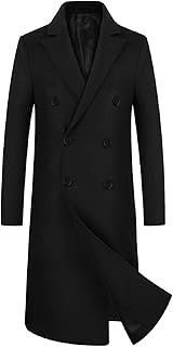 iCKER Men's Wool Woolen Coat Long Trench Coat Winter Casual Jacket Slim Fit Overcoat