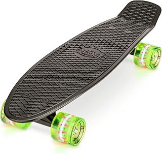 Xootz Kid's Complete Retro Plastic Skateboard with LED Light Up Wheels