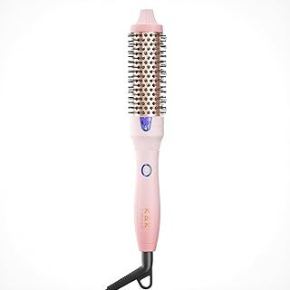 K&K Thermal Brush Keratin Protect Heated Barrel Hot Hair Brush Ionic Smooth Shine Volumize Comb Dual Voltage Hair Straightener Curler Styling Tool 32 mm