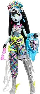 Monster High Monster Fest Doll, Frankie Stein with Glam Outfit & Festival Themed Accessories like Snacks, Band Poster, Statement Bag & More, HXH79
