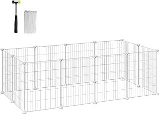 SONGMICS Outdoor Run DIY Small Animal Enclosure Small Animal Cage Puppy Run Rabbit Guinea Pig Metal Mesh 143 x 73 x 46 cm Black LPI01H