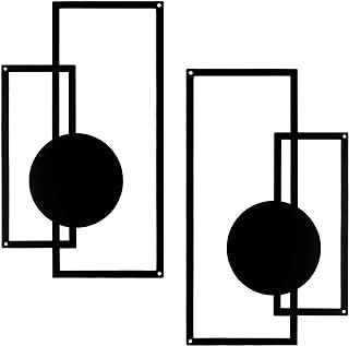 YiYa 2 Pcs Metal Wall Decor Black Geometric Metal Minimalist Wall Decor Vertical Abstract Wall Art Modern Geometric Wall Hanging for Home Living Room Bedroom (Geometric)