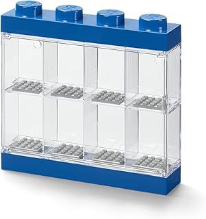LEGO Minifigure Display Case 8 Blue, Stackable Container for Wall or Desk, Space for 8 Minifigures, Home Office Display Cabinets LEGO storage