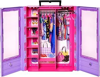 ​Barbie Fashionistas Ultimate Closet Accessory, Translucent Doors, Storage Spaces, Fold-out Rack, 6 Hangers, Great Gift for 3 Years Old & Up