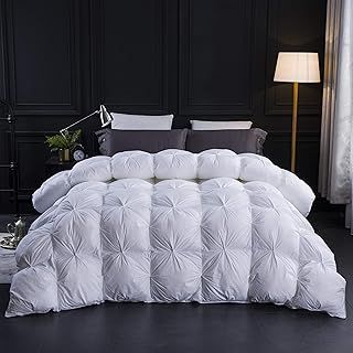 Three Geese Super King Size Duvet,Goose Feather Down Duvet All Year Round 10.5 Tog, 100% Organic Cotton Cover, Double Quilt Bed Comforter (White)