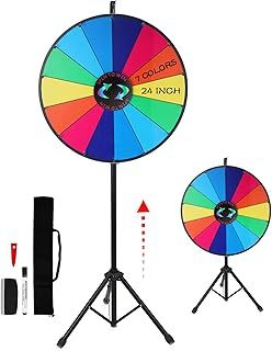 iElyiEsy 24 Inch Spinning Wheel of Fortune with Folding Tripod Floor Stand Height Adjustable 14 Slots Prize Wheel with Dry Erase Markers & Eraser for Carnival Trade Show
