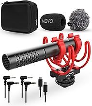 Movo X1-Mini Video Shotgun Mic for Camera - Supercardioid 3.5mm/USB-C Analog/Digital Camera Microphone for DSLR, iPhone and Android Smartphones, Computers - Compatible with Canon EOS, Nikon, Sony