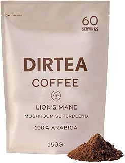 DIRTEA Mushroom Coffee with Lion's Mane (60 Servings) | 1,000mg / Serving of Organic Lion's Mane | with Vitamin B Complex, Maca & Ashwagandha | 150g