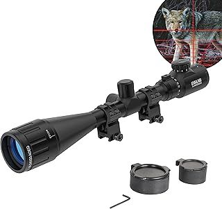 ESSLNB Air Rifle Scope 6-24x50 Rifle Scopes with Mil-Dot Rangefinder AOEG 5 Brightness Settings with 20mm/22mm Picatinny Rail Mount and Covers for Hunting