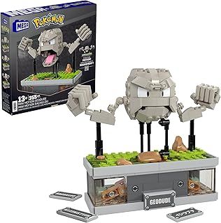 MEGA Pokémon Building Toys Set, Mini Motion Geodude with 343 Pieces, 5 Inches Tall, Moving Arms and Mouth, Adult Collectible, HWR79