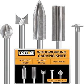 Wood Carving Bits Set Compatible with Dremel Rotary Tool, 5PCS Different Woodworking Carving Bits, Wood Carving Tools with 1/8” Shank for DIY Carving Engraving Drilling Micro Sculpture