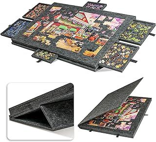 LAVIEVERT Tilting Puzzle Board with 2-in-1 Designed Stand & Cover, Lightweight Felt Puzzle Plateau with 6 Drawers for Adults and Kids, Portable Jigsaw Puzzle Table for Games Up to 1000 Pieces