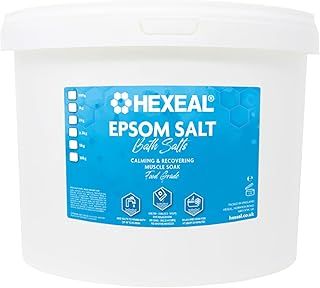Hexeal Epsom Salt 10kg – 10kg Bucket of Food Grade Magnesium Sulphate for Bathing, Gardening & Household Use – Suitable for Personal Care, Soil Enrichment, and More