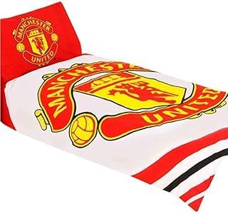 Mufc Manchester United 'Pulse' Reversible Single Duvet Quilt Cover Set, Red/White