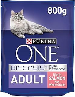 Purina ONE Adult Dry Cat Food Rich in Salmon 800g, Pack of 4