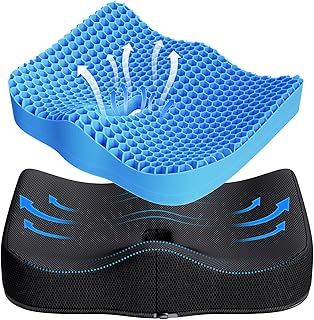 Benazcap Gel Seat Cushion, Soft Sitter Cushion Large Double Thick Gel Cushion, Honeycomb Ergonomic Cushions for Pressure Relief & Coccyx Pain Relief for Long Sitting, for Office/Car Chair/Wheelchair