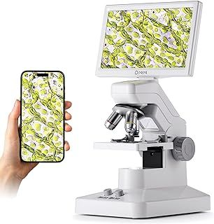 ODM301 Max Microscope for Kids Students Adults with X-Y Stage Professional, 1200X Wireless Digital Biological Microscope with Screen for School Lab Home Education, USB & HDMI Scope with Slides