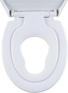 Premium Thermoplastic Family Toilet Seat Soft Close Hard-Wearing Seat with One Button Hinge Release, Easy to Clean and Install with Universal Fittings, (Family Seat)