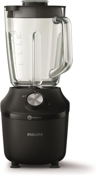 Philips Blender 3000 Series, 600W ProBlend, 2L Glass Jar, Black