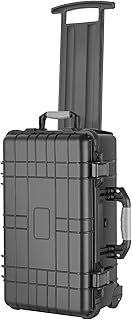 TecTake® Universal Hard Case - Shock-Resistant, Dust- & Waterproof Box with Wheels & Telescopic Handle, Incl. Cube Foam Inlays - 34.5x23x56cm Camera Case with Snap Closures & Seal Ring - Black