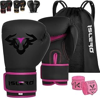 EVO Fitness Matte Black Boxing Gloves Men Punch Bag Women Pink MMA Muay Thai Martial Arts Kick Boxing Sparring Training Fighting Gloves With Hand Wraps