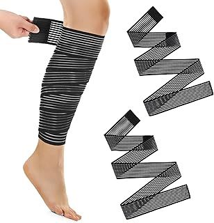 YUXIANLB 2PCS Elastic Calf Compression Bandage Sleeve, Leg Compression Sleeve for Men and Women, Black Compression Wraps for Legs Stabilising Ligament, Joint Pain, Sport, Adjustable (71 Inches)