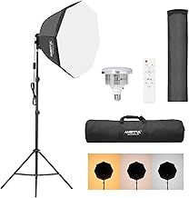 Softbox Lighting Kit,AMBITFUL AL-50 Continuous Photography Lighting Kit with 65cm/25.59in Soft Box, 50W 3000-6500K Bi-Color LED Bulb, Photo Studio Lights Equipment (AL-50A)
