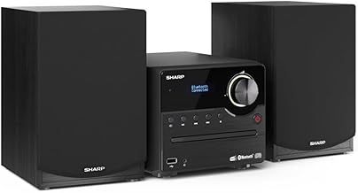 SHARP XL-B517D(BK) Micro Hi-Fi Sound System Stereo with DAB Radio, DAB+, FM, Bluetooth, CD-MP3, USB Playback, Wooden Speakers, 45W – Black